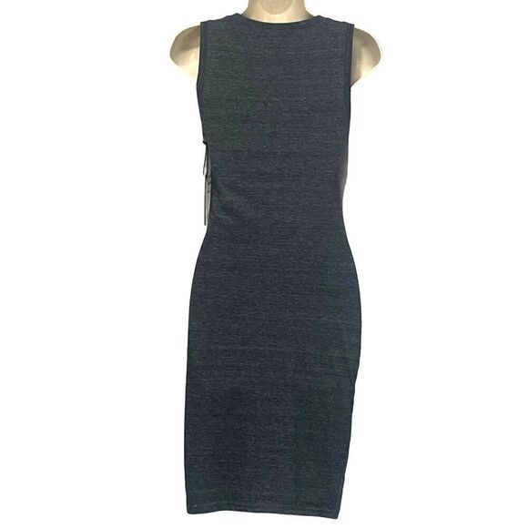 Treasure & Bond Ruched Side Sleeveless Dress Medium Charcoal Heather - Picture 3 of 11